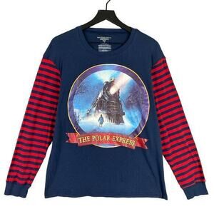 The Polar Express Men's XL Long Sleeve T-Shirt‎ Navy Christmas Holiday M…